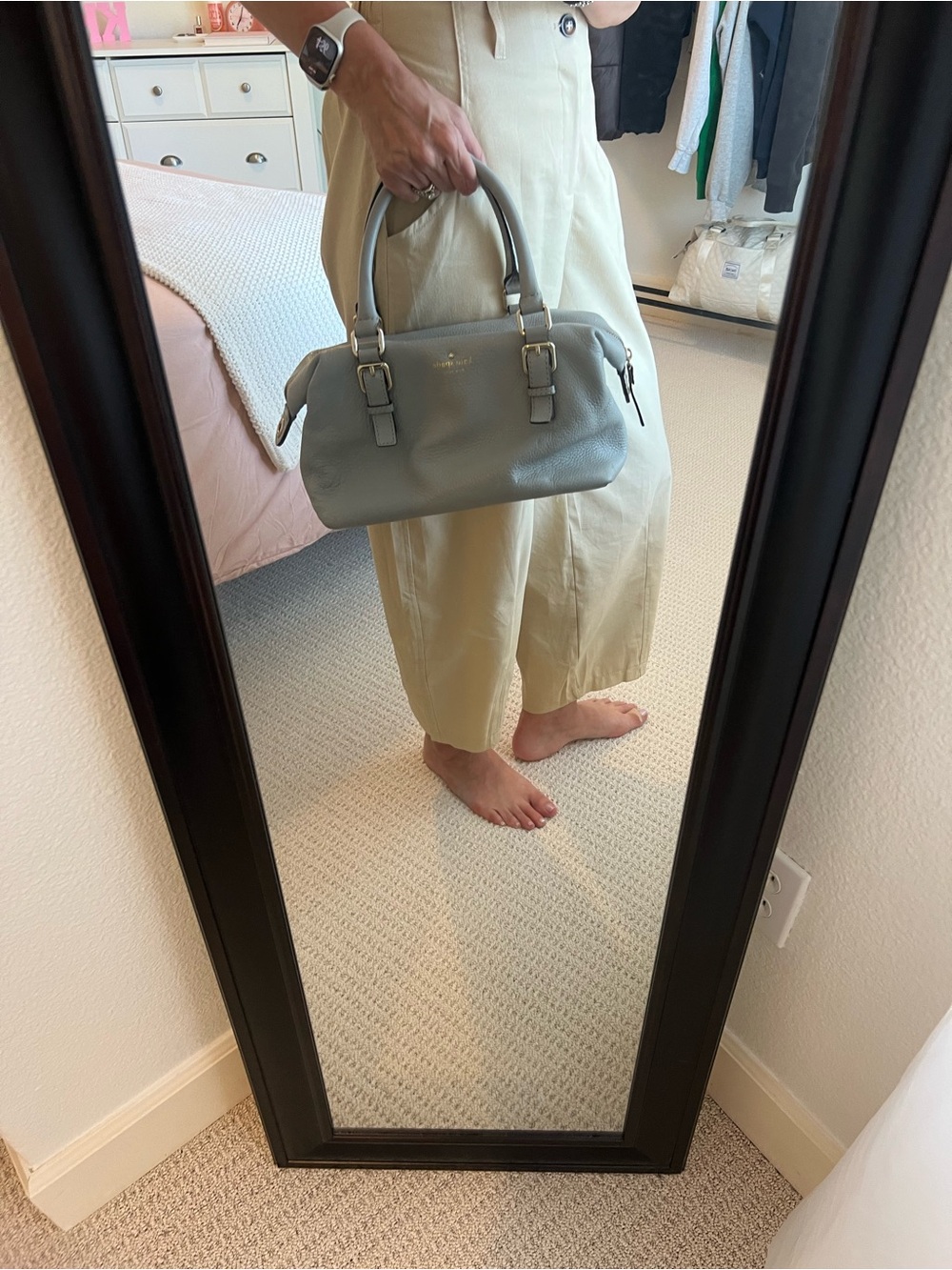 kate spade Pebbled Leather Dome Satchel - Light Gray